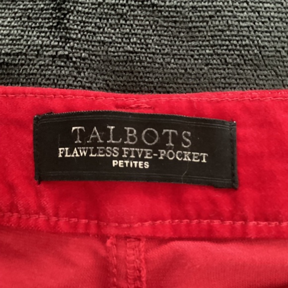 Talbot’s red velveteen pants, size 16p, straight leg pants - Picture 2 of 10